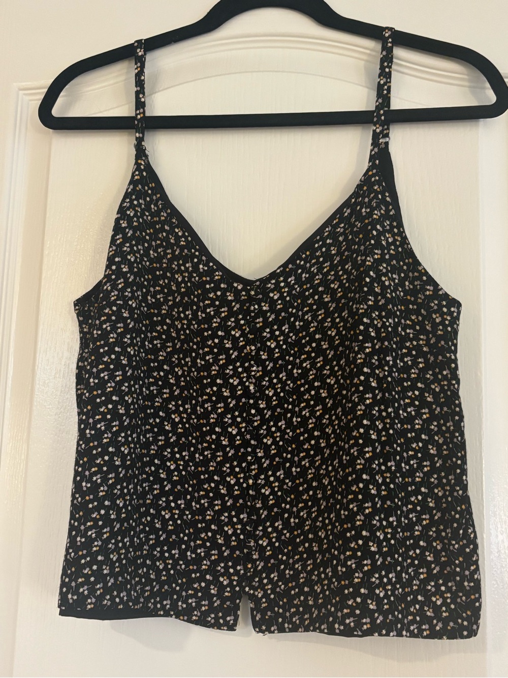 Madewell Black Floral V-Neck Cami- Coquette